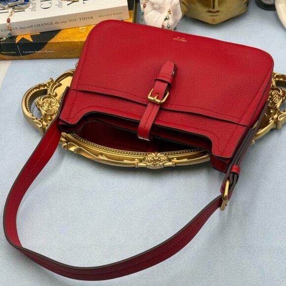 🆕 OROTON 🧿 NWOT Dylan Baguette Bag - Dark Ruby Calfskin Leather - Picture 9 of 16